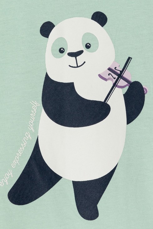 Grünes Langarm-T-Shirt mit Tieren als Musikern für kleine Jungen 2