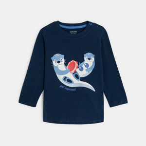 T-shirt manches longues animaux musiciens bleu bébé garçon 1