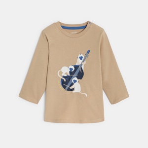 T-shirt manches longues animaux musiciens beige bébé garçon 1