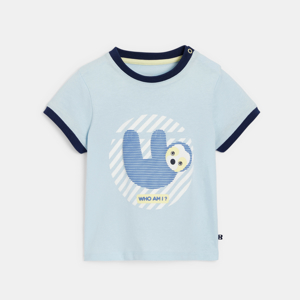 T-shirt paresseux bleu bébé garçon 1