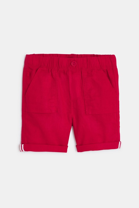 Bermudas lino y algodón rojo bebé niño 1