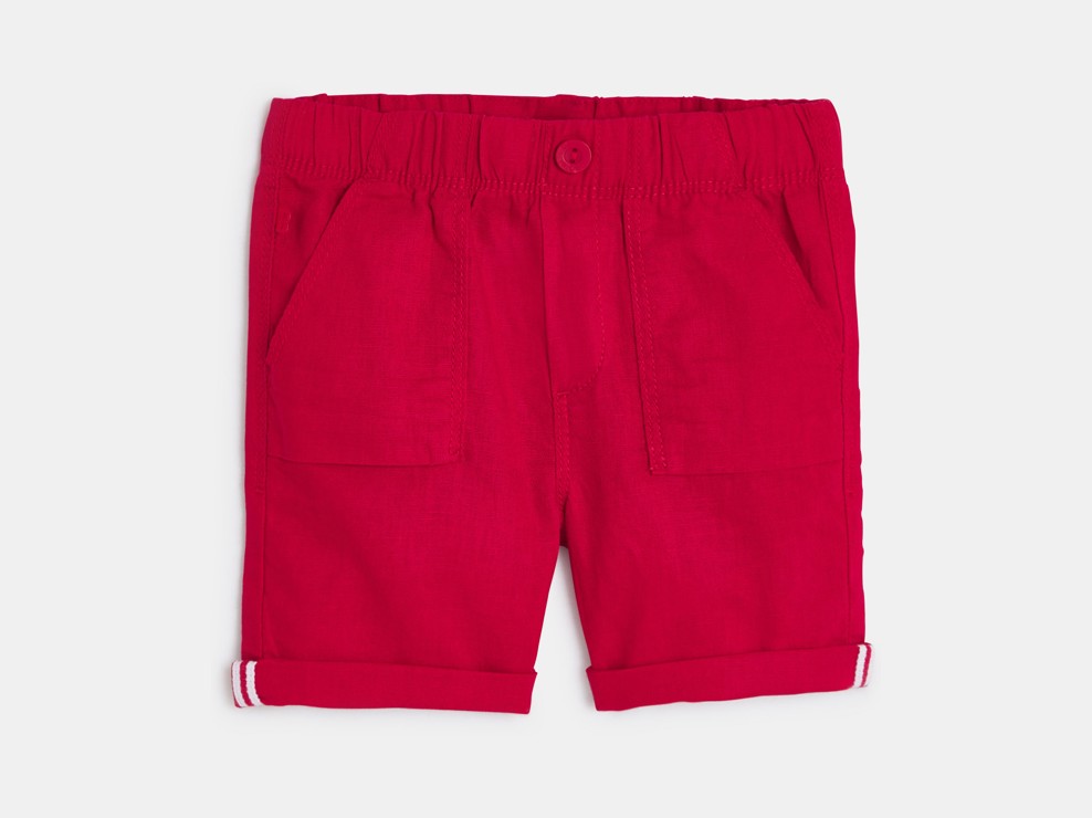 Bermudas lino y algodón rojo bebé niño 1