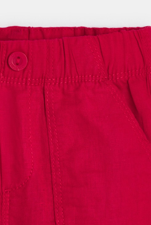 Bermudas lino y algodón rojo bebé niño 2