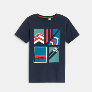 Blauw T-shirt met grafisch motief voor jongens 1