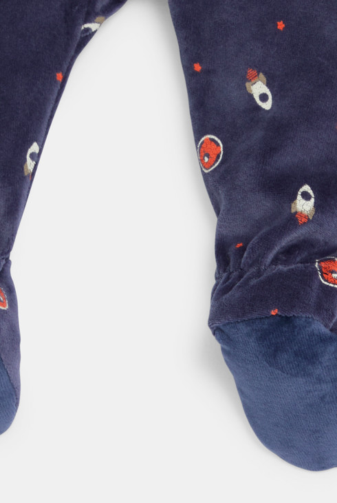 Marineblauer Strampler mit Raketenmotiv Kleinkind Junge 2