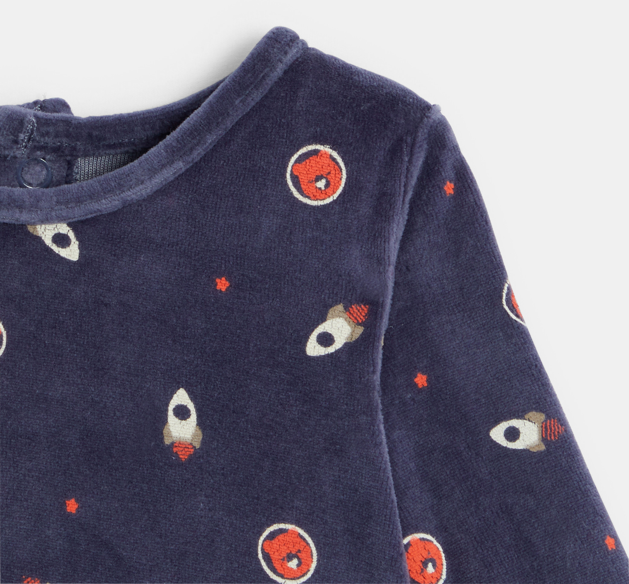 Marineblauer Strampler mit Raketenmotiv Kleinkind Junge 2