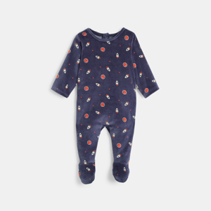 Baby boy's blue rocket motif sleepsuit 1