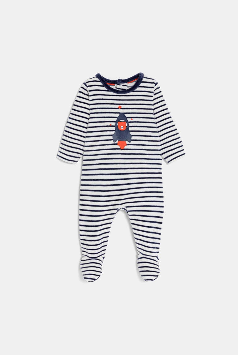 Dors-bien velours rayé fusée bleu bébé garçon 1