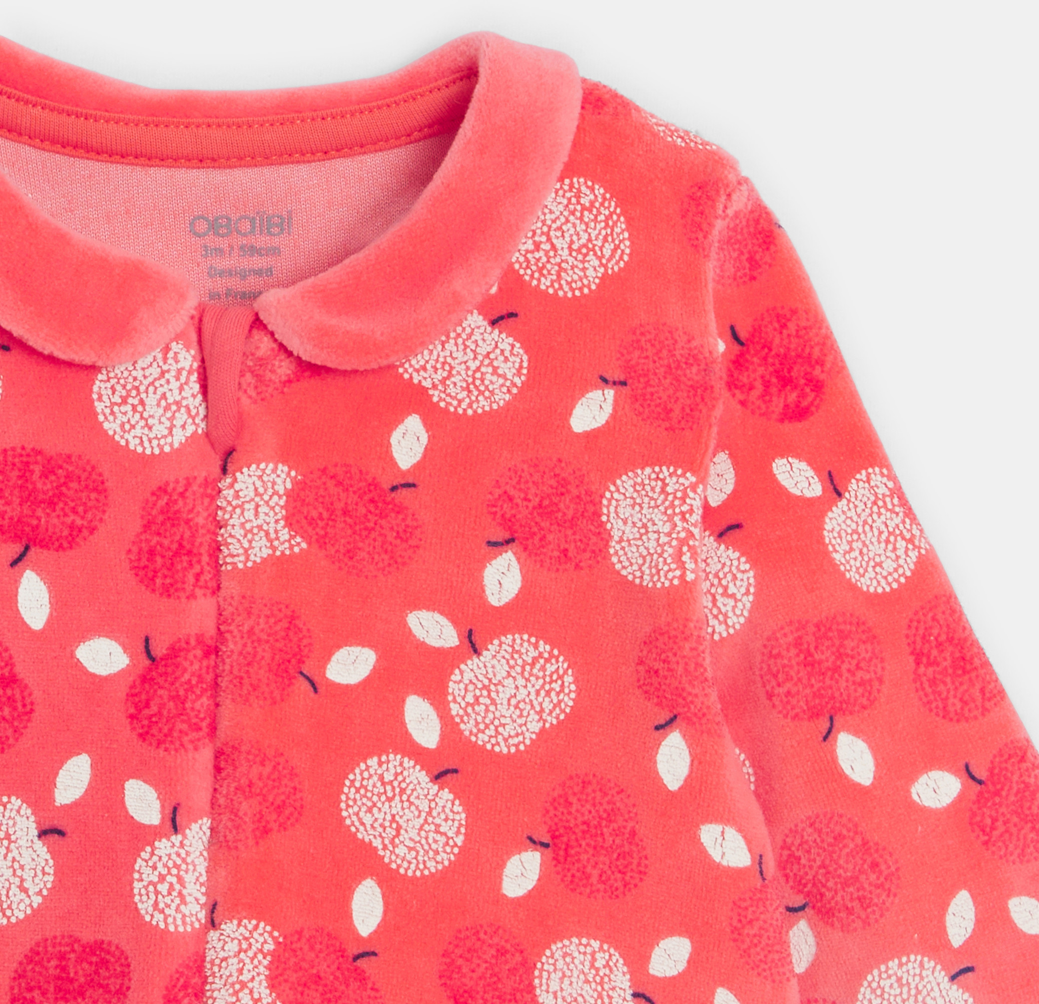 Baby girl's red velvet apple sleepsuit 2