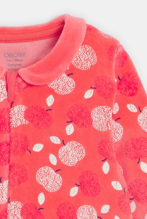 Dors-bien velours pomme rouge bébé fille 2