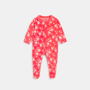 Baby girl's red velvet apple sleepsuit 1