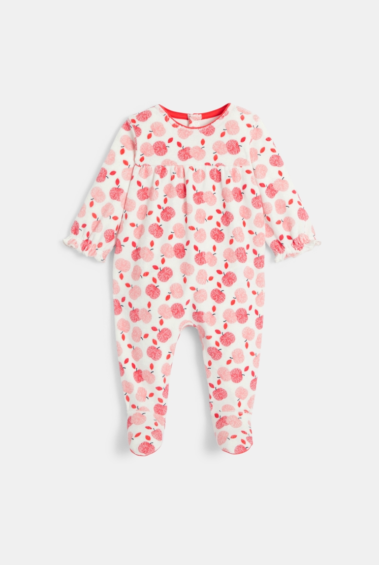 Dors-bien velours pommes rouge bébé fille 1
