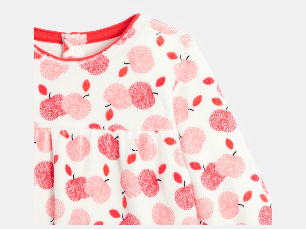 Dors-bien velours pommes rouge bébé fille 2