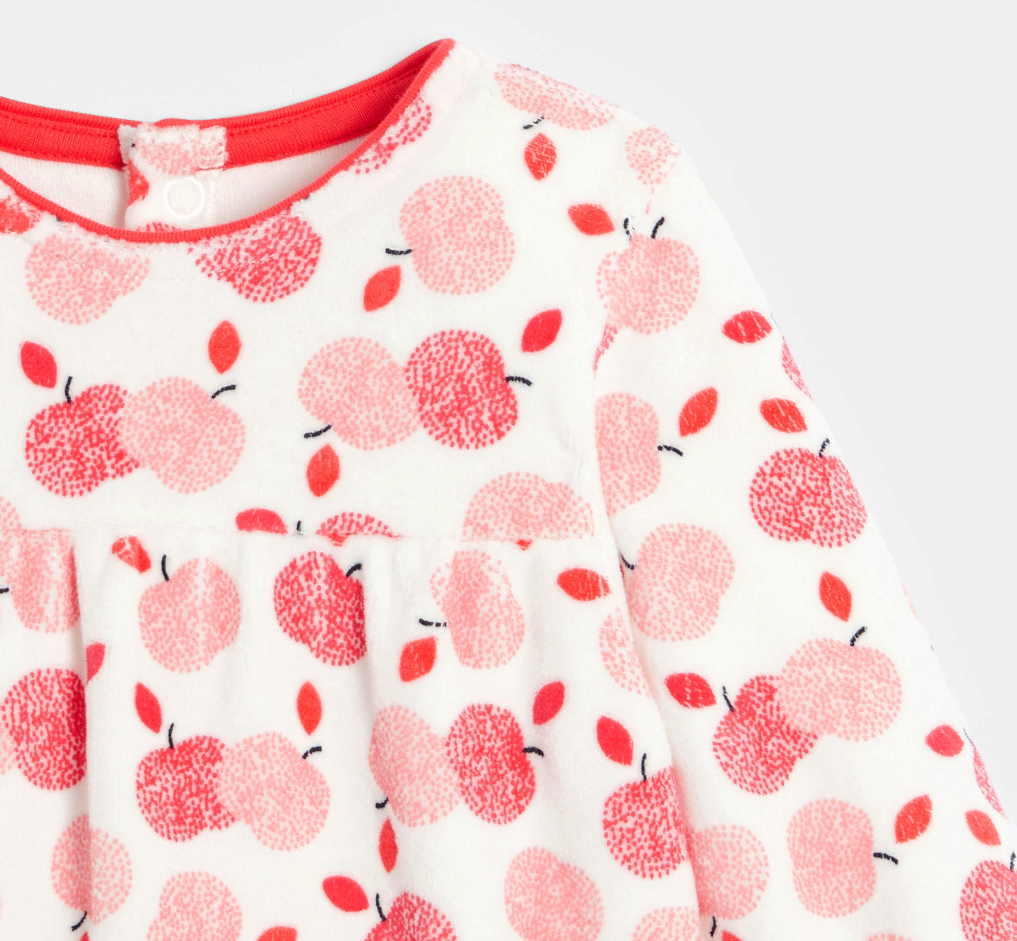 Baby girl's red velvet apple sleepsuit 2