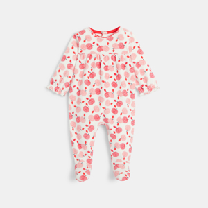 Baby girl's red velvet apple sleepsuit 1