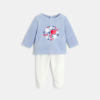 Pyjama velours oiseaux bleu bébé fille