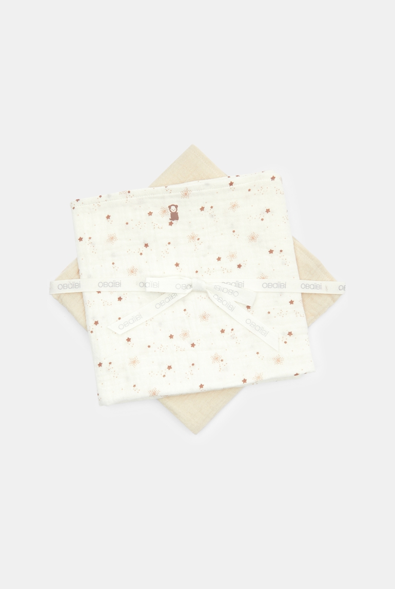Langes gaze de coton beige bébé mixte (lot de 2) 1