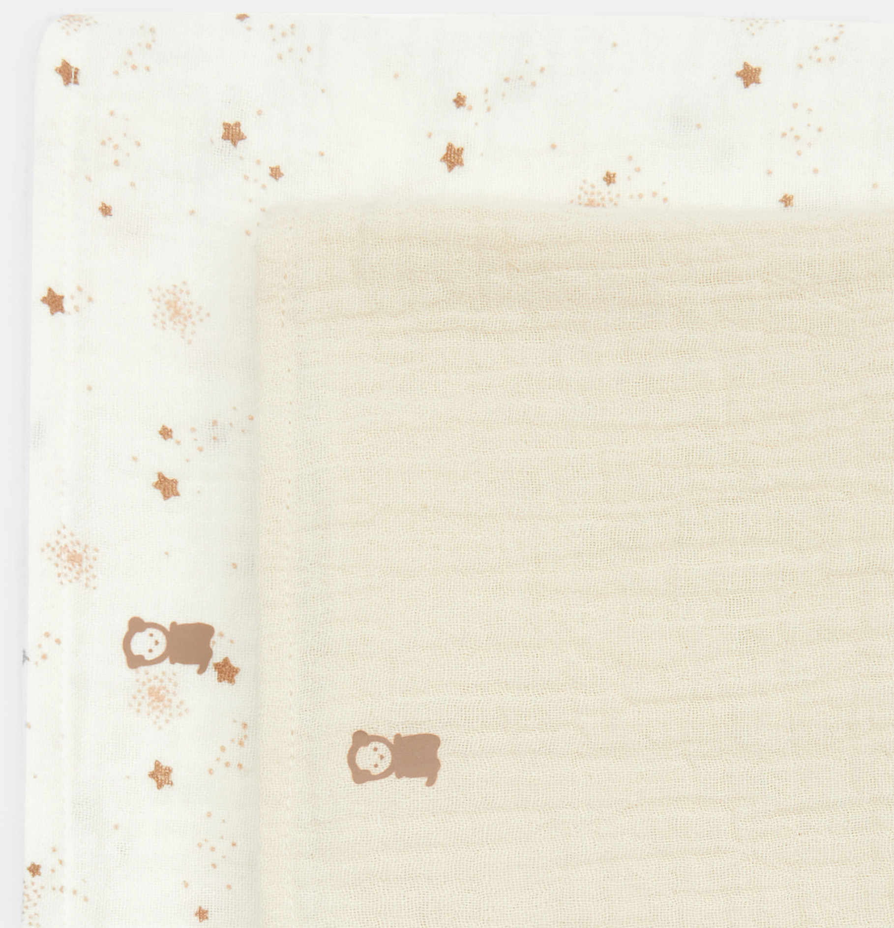 Beigefarbene Wickeltücher aus Baumwollgaze Kleinkind Junge oder Mädchen (2er-Pack) 2