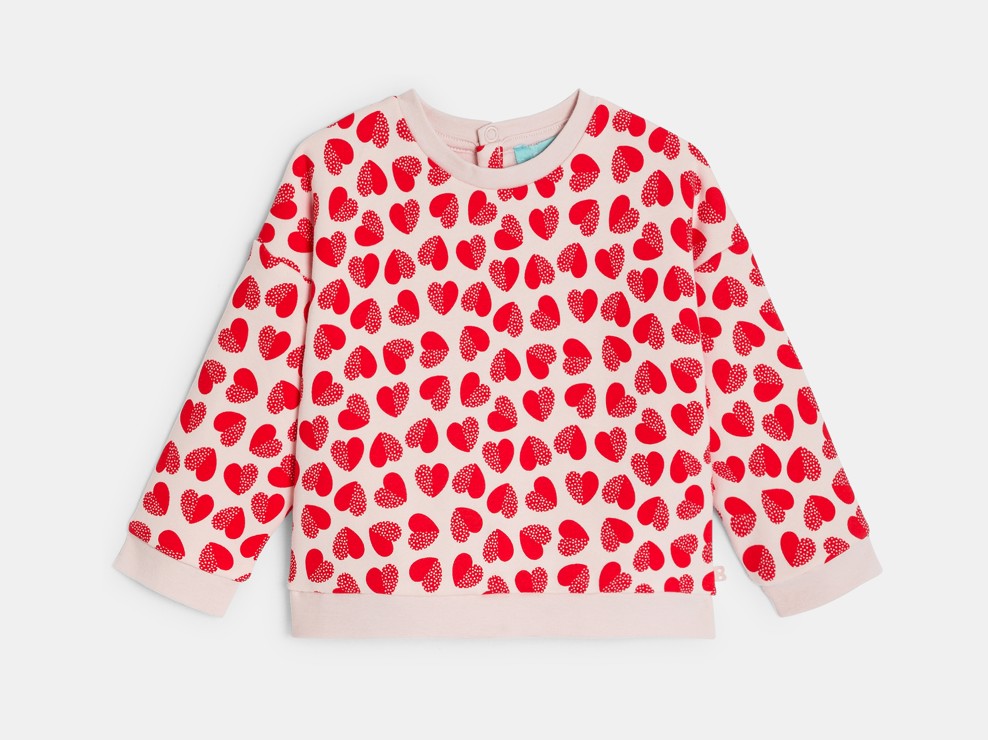 Sweat molleton cœurs rouge bébé fille 2
