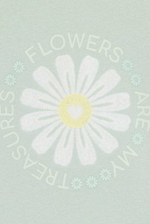 Sweat molleton fleur vert bébé fille 2