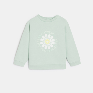 Sweat molleton fleur vert bébé fille 1