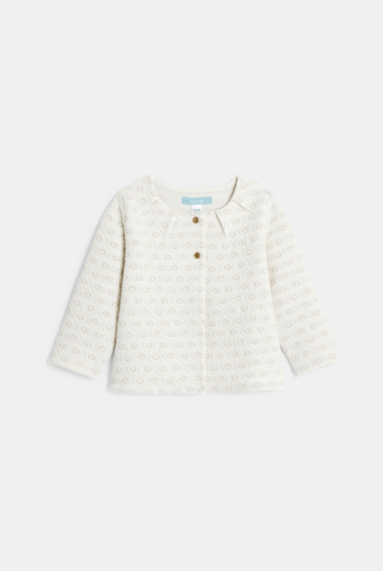 Gilet chic molleton irisé écru bébé fille 1