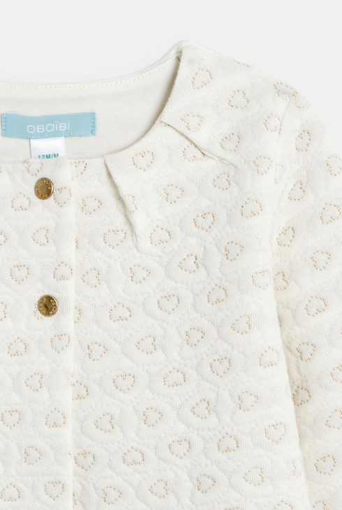 Schicke Strickjacke aus schillerndem ecrufarbenem Molton Kleinkind Mädchen 2