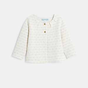 Gilet chic molleton cœurs irisés écru bébé fille 1