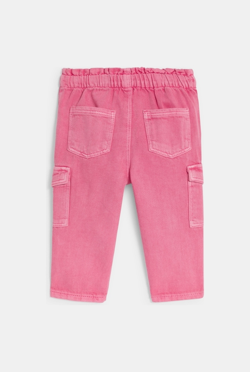 Mädchen-Cargohose aus rosa Baumwolltwill für Kleinkinder