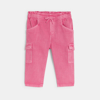 Pantalon cargo en twill de coton rose bébé fille