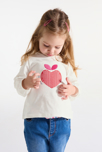 T-shirt manches longues cœur sequins blanc bébé fille 4