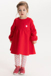 Robe maille fantaisie et jegging cœur rouge bébé fille 1