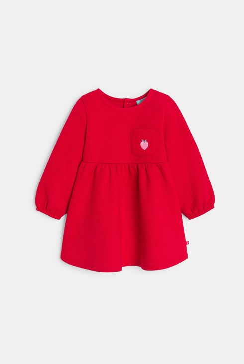Robe maille fantaisie et jegging cœur rouge bébé fille