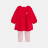 Robe maille fantaisie et jegging cœur rouge bébé fille