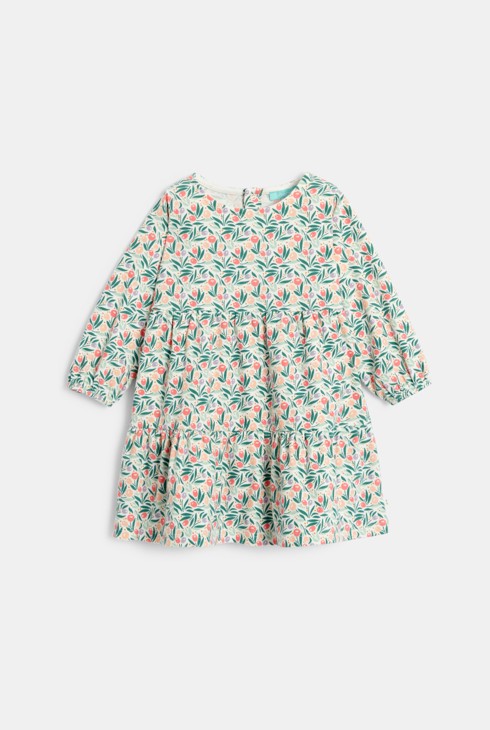 Robe fluide fleurie et legging vert bébé fille