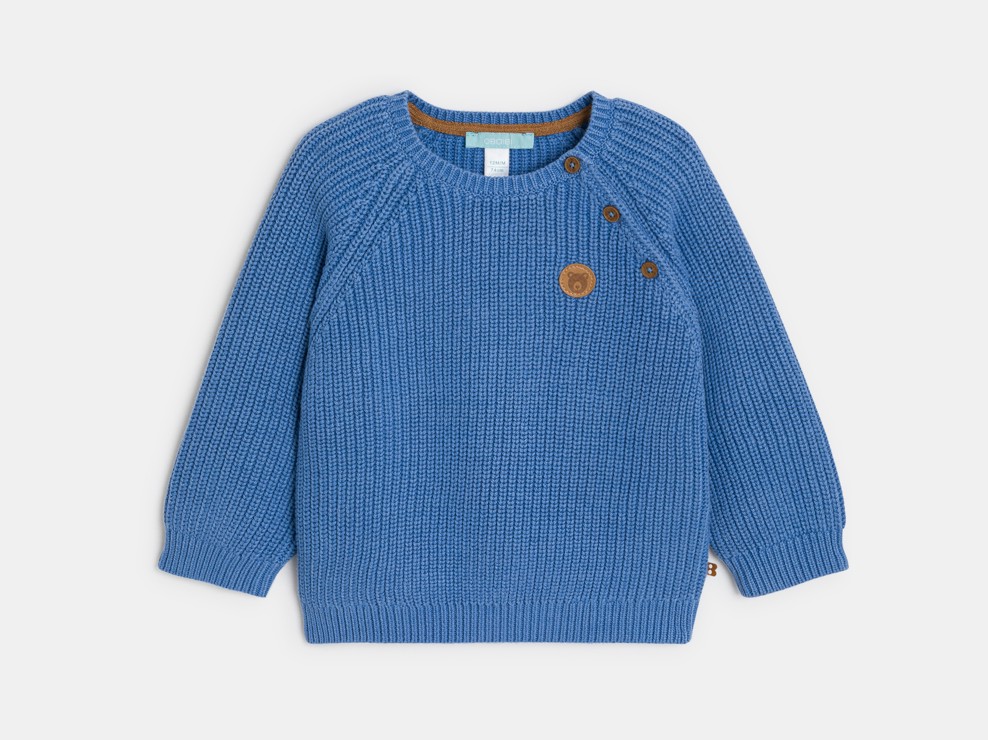 Jersey de punto grueso azul para bebé niño 1