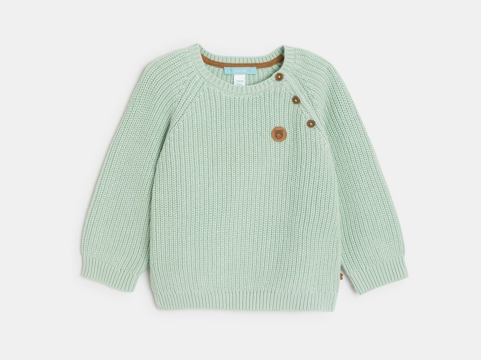 Pullover in maglia spessa verde chiaro neonato 1