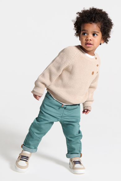 Pull grosse maille tricot beige bébé garçon