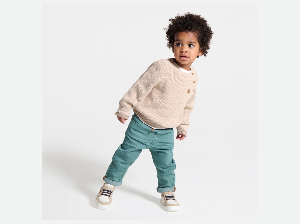 Jersey de punto grueso beis para bebé niño 1