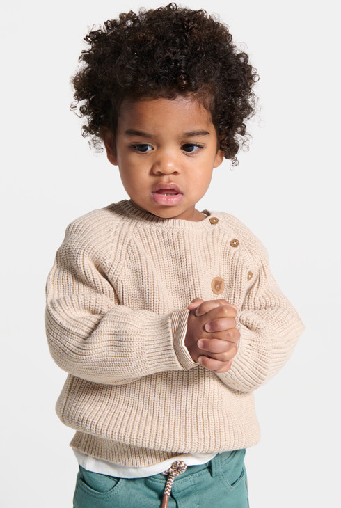 Dicker Strickpullover in Beige für kleine Jungen 2