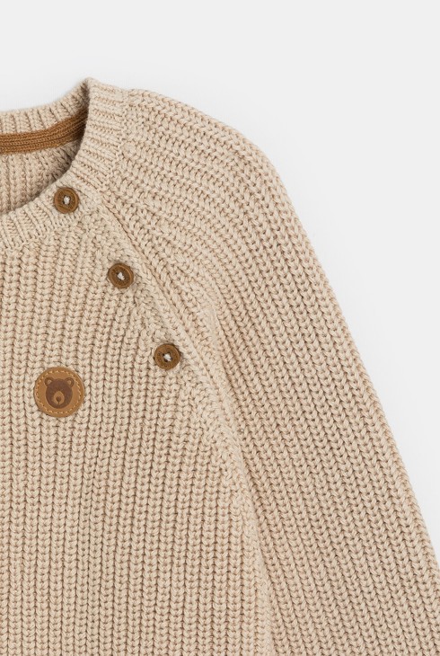Pull grosse maille tricot beige bébé garçon