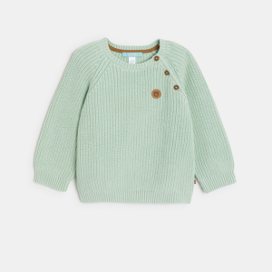 Pull grosse maille tricot vert clair bébé garçon 1