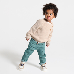 Baby boy's chunky beige knitted jumper 1