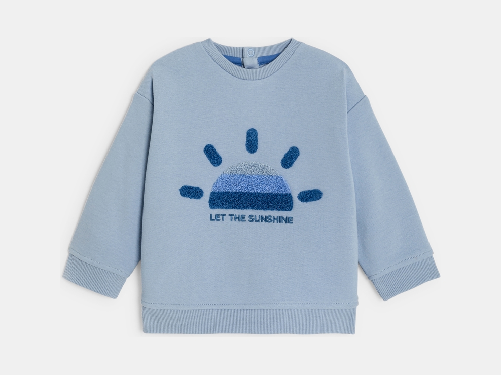 Sweat molleton soleil bleu clair bébé garçon 1