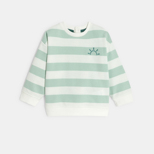 Groene gestreepte sweater van fleece met zonnetje voor babyjongens 1