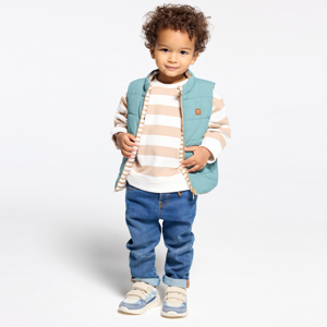 Baby boy's beige striped sun fleece sweatshirt 1