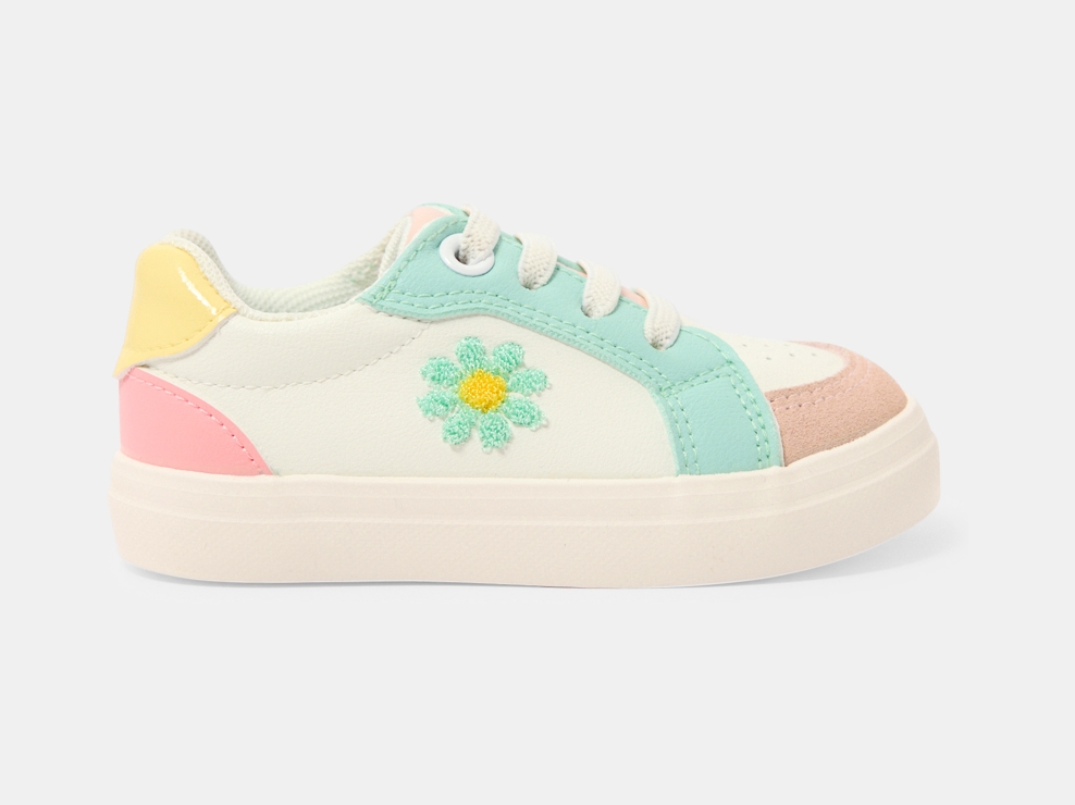 Baskets street fleur brodée blanc bébé fille 1