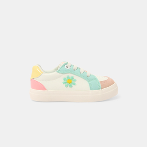 Sneakers street bianche con fiori ricamati per neonata 1