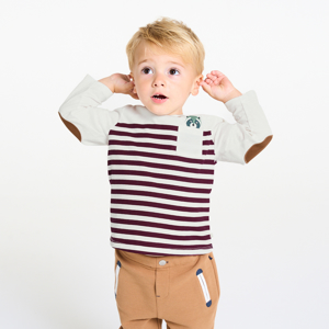 Paars gestreept T-shirt met lange mouwen voor babyjongens 1