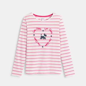 Roze T-shirt met lange mouwen en hartjesprint voor meisjes - Chipie 1